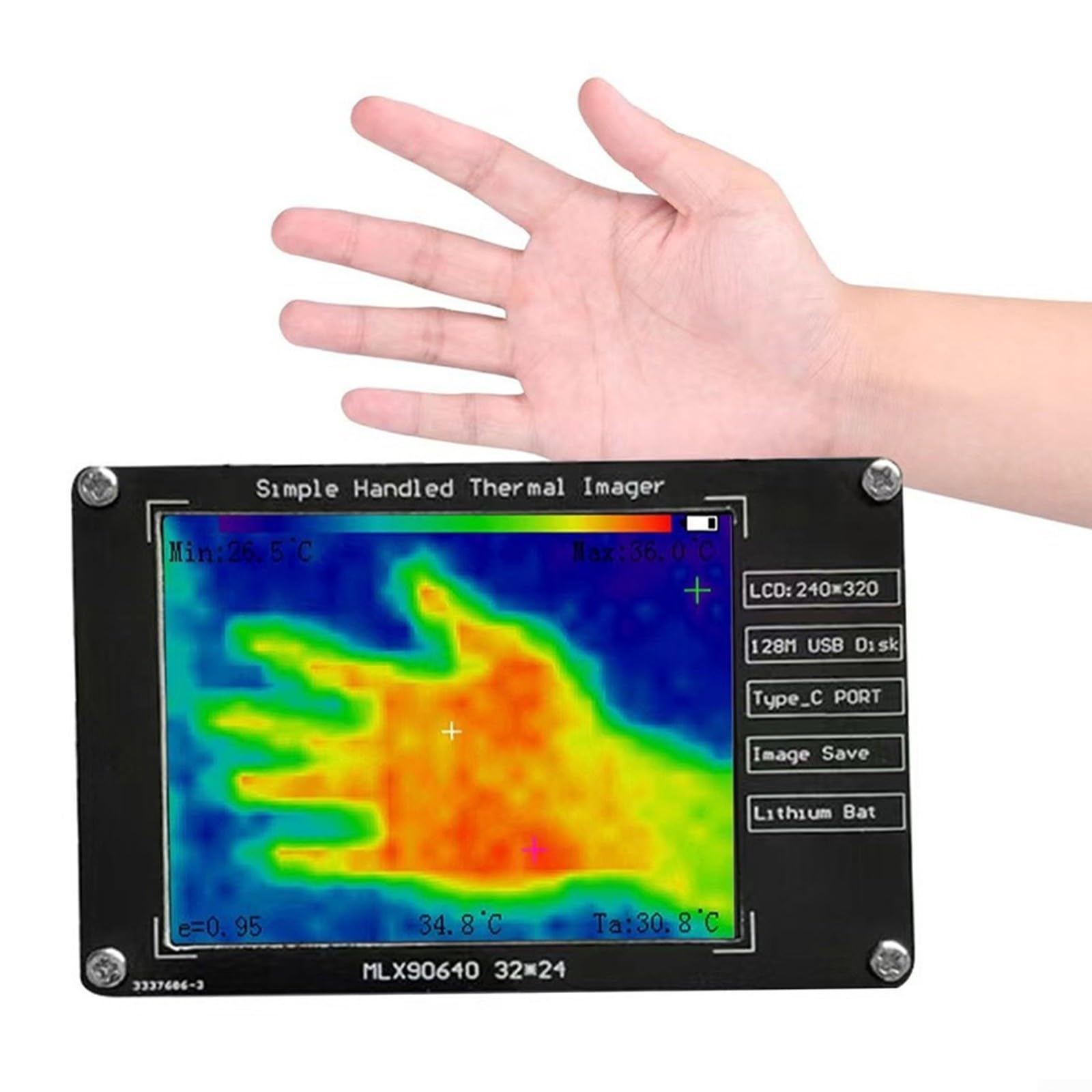 Dispositivo di imaging termico con design integrato e struttura leggera per un facile utilizzo nelle ispezioni domestiche e nei controlli di sicurezza