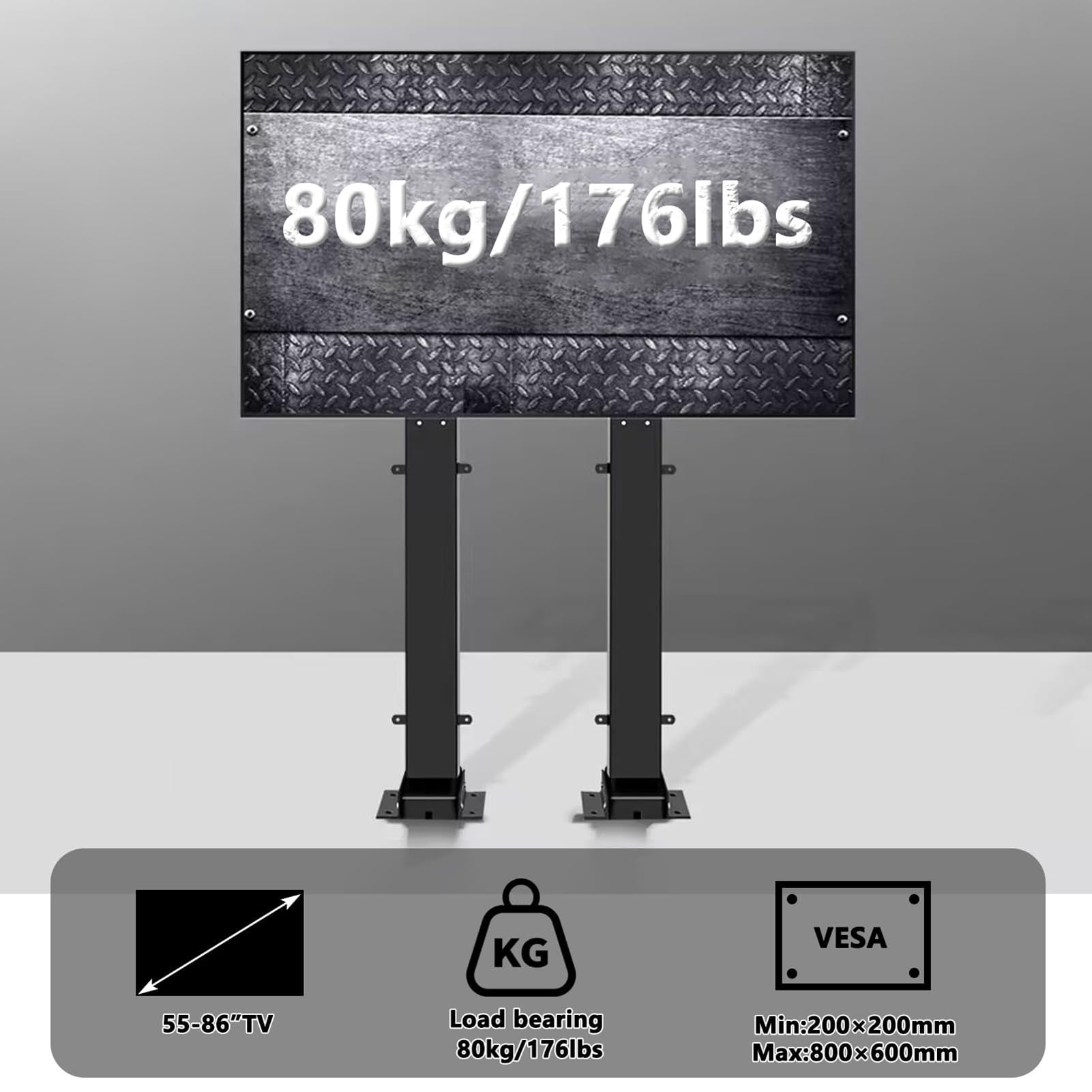 Soporte Motorizado para Televisores De Pantalla Grande De 65 A 100 Pulgadas, Elevador Eléctrico Telescópico para TV con Mando A Distancia Inalámbrico Y Función De Memoria, Altura Ajustable