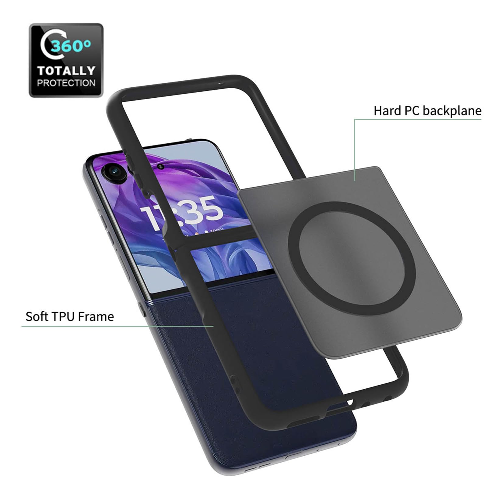 Magnetica Custodia per Samsung Galaxy Z Flip 8, Sottile Glassata Traslucida | Anti-Graffio Anti-Impronte Protezione Cover Compatibile con Ricarica Wireless Caso,Rosso,Z Flip 8