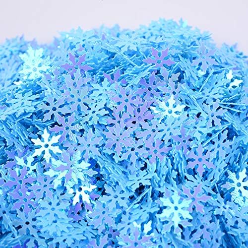 Angel Malone Approx. 950 Pcs of 9mm Festive Snowflake Sequins Christmas Confetti Card Making, Scrapbooking, Sewing, Wedding Favors - UK SELLER (Acid Blue AB)