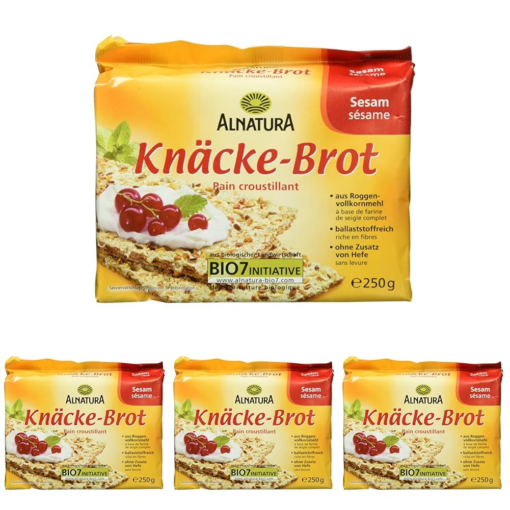 Alnatura Bio Knäckebrot Sesam, 250g (Packung mit 4)