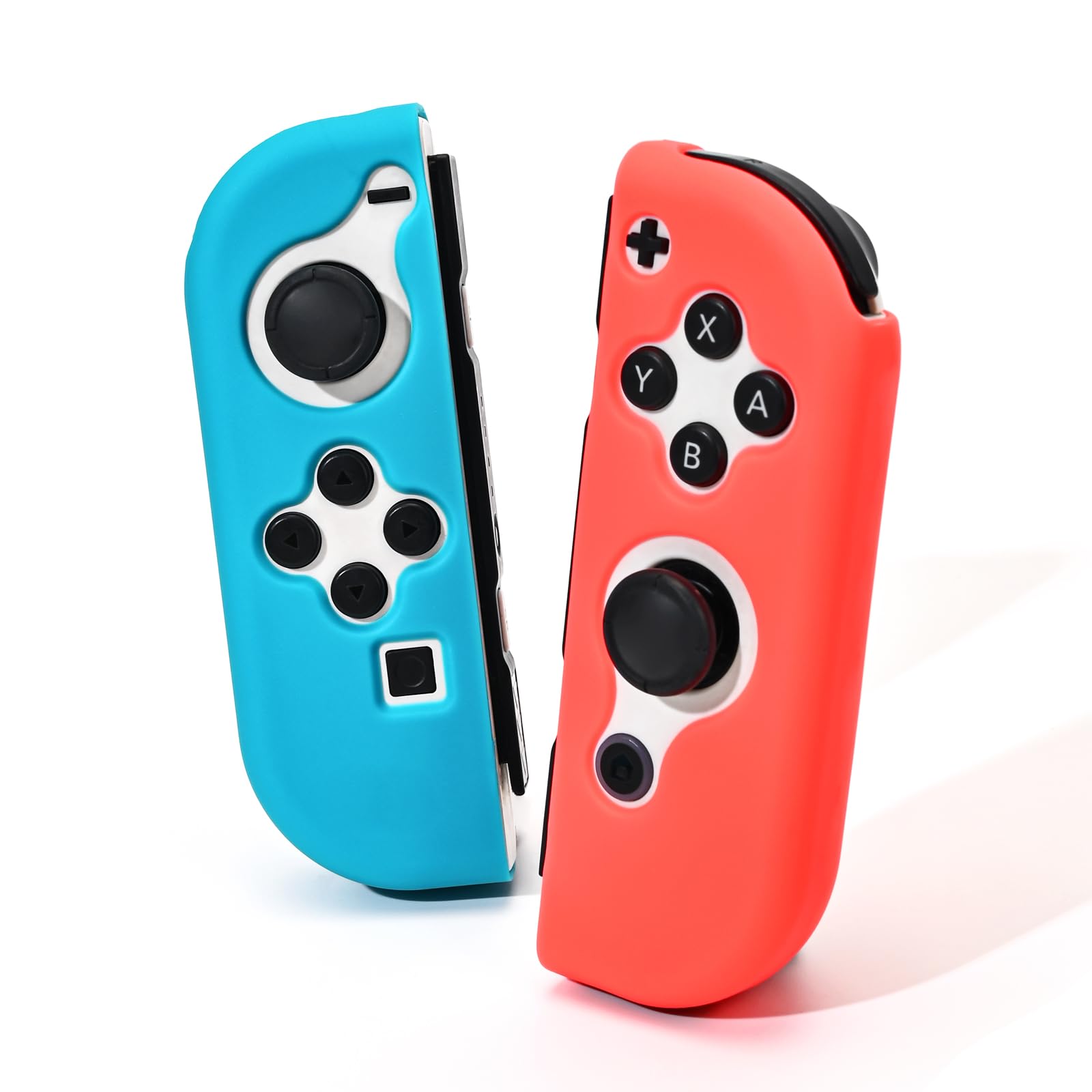 DLseego Protective Cover Case Compatible with Switch/OLED, Soft Silicone Switch Joy-C Handle Controller TPU Shell, Anti-Scratch Grips Case-Red+Blue