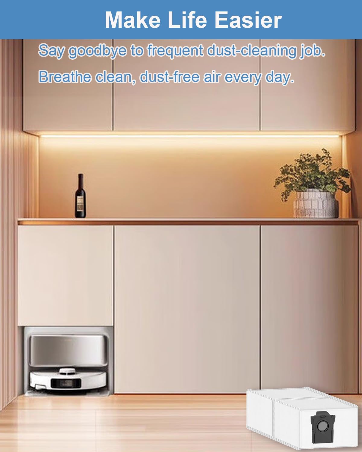 24 Pack Dust Bags Replacement for Mova P10 Pro Ultra, P10 Ultra, E40 Ultra, S20 Ultra, V50 Ultra Complete, P50 Pro Ultra, Z60 Ultra Robot Vacuum Cleaner with Self-Empty Station, 3.5L Large Capacity