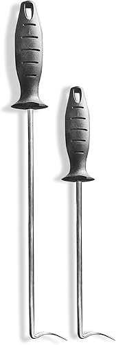 Pigtail - Juego de 2 aletas de comida de acero inoxidable para asar con mango firme, uso en lugar de pinzas, espátula, gancho para carne y tenedor