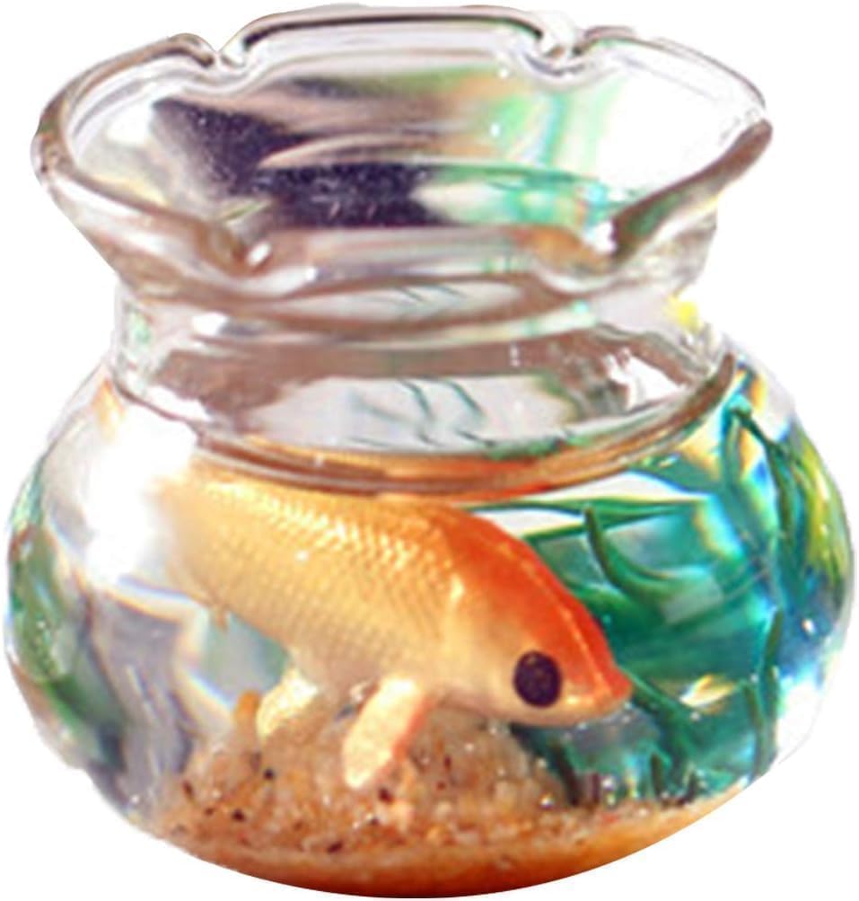 Dollhouse Miniature Goldfish Bowls, Chic Miniature Fish Tank with Smooth Surface, Realistic Resin Dollhouse Fish Tank Accessories for Garden Scene Decor, Dollhouse Accessories (1.06"x0.51"x1.02")