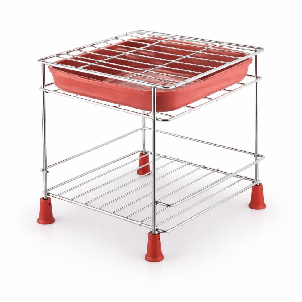 Stainless Steel Matka Stand With Tray Heavy Duty Water Pot Holder Raised Base Durable Rust Resistant Kitchen Organizer Stand (Straight jaali Matka stand(Big boosh)) 20×20×18 CM-image-39