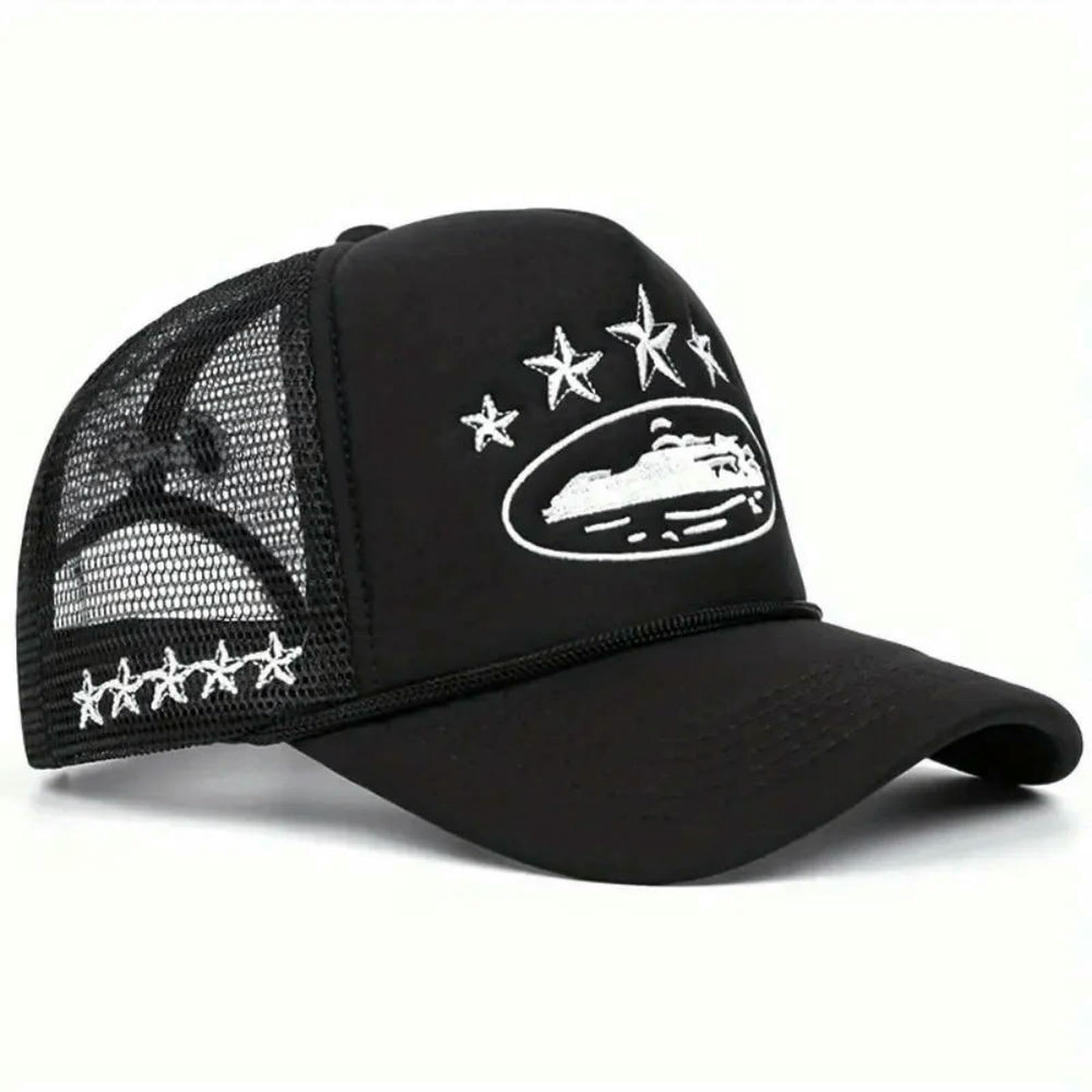 Cappello da Baseball Camionista Ricamato con Stella Unisex Berretto in Rete Traspirante Parasole Hip-Hop Regolabile per Uomo Donna Casual All'aperto-Rosa-Regolabile