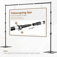 EMART Fotó Háttér Állvány Acél Alappal, 2,6m x 3m Állítható Rendszer - 8.5x10ft, Black 3