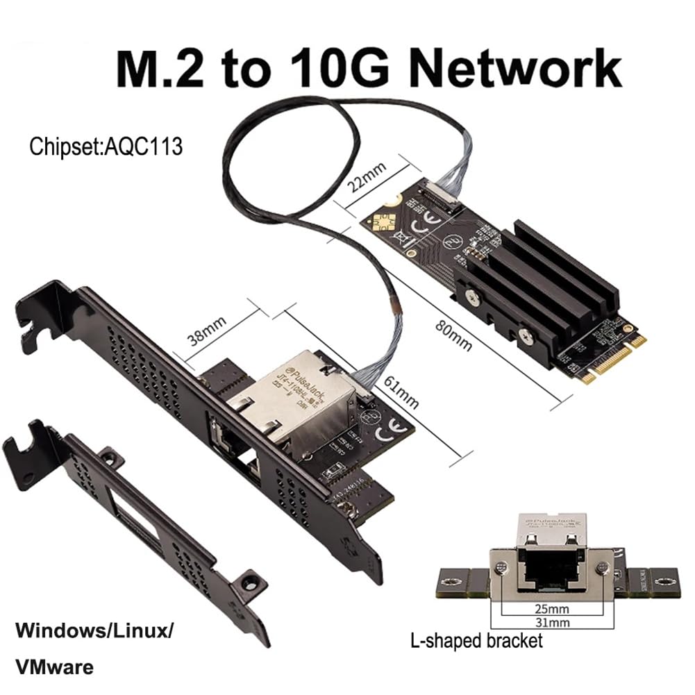 Scheda di Rete M.2 B+M A Porta Singola 10GbE Adattatore di Rete Ethernet RJ45 Scheda di Rete per Server di Livello di Controllo Industriale AQC113