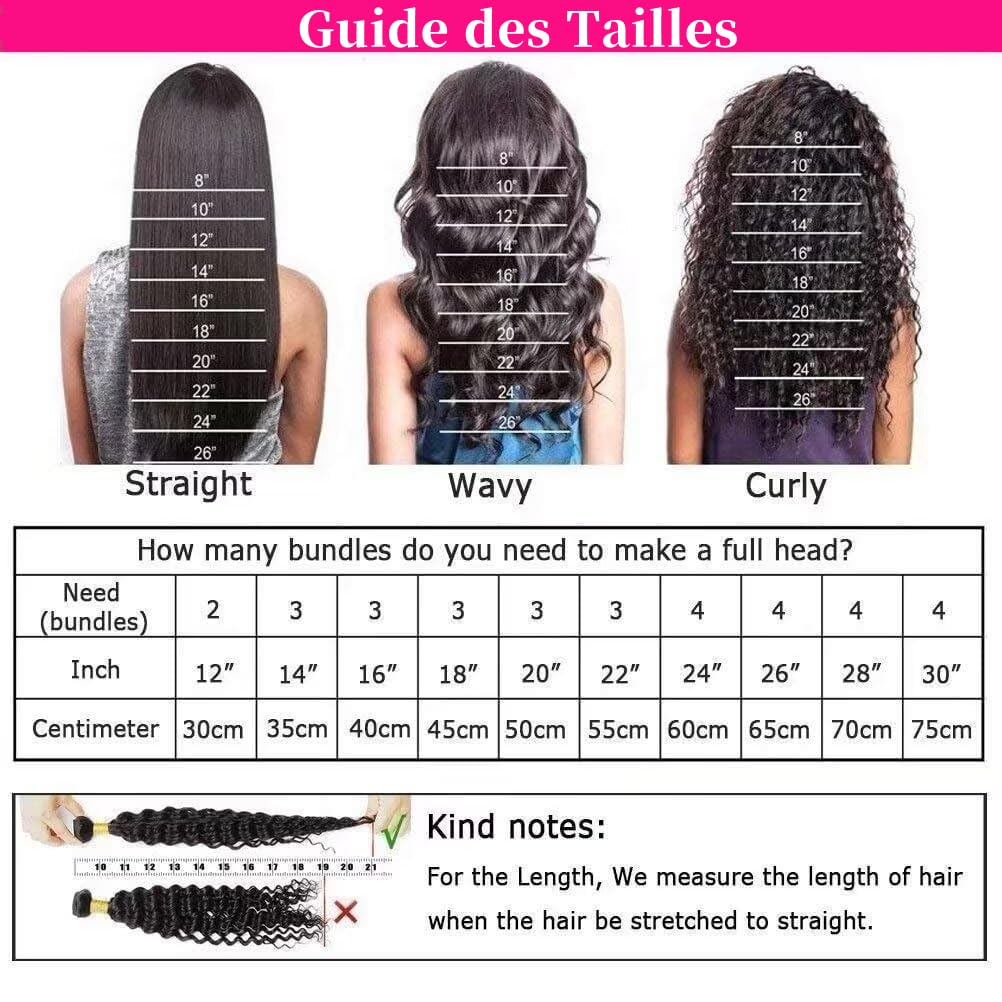 Tissage Cheveux Humains 16 18 20 Pouces 12A Water Wave Bundles Human Hair Cheveux Brésiliens Vierges 100% Non Traités Curly Bundle Full and Thick Noir Naturel