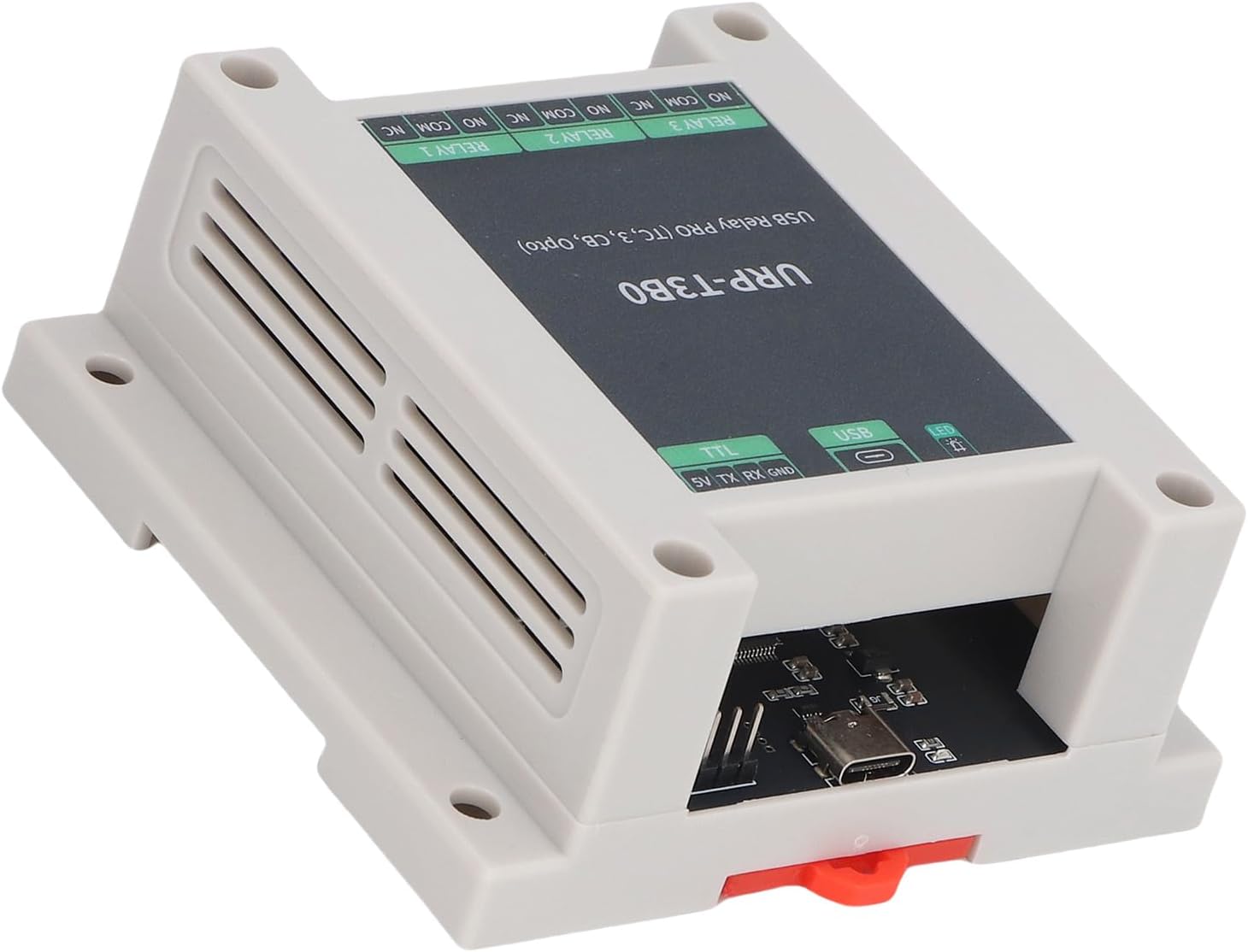 USB Relay Module, 3 Channel 5V USB Controller with GD32F103C8T6 Chip, TTL Serial Interface, LED Indicators, ABS Housing for PC Automation Projects