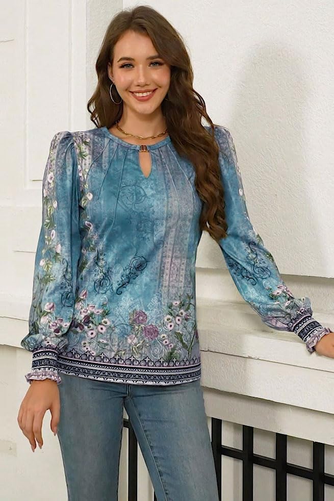 ETCYY Womens Long Sleeve Tops Dressy Casual Blouses Fall Pleated Tunic Trendy Tee Shirts 2026 Vacation Fashion Clothes - Image 8