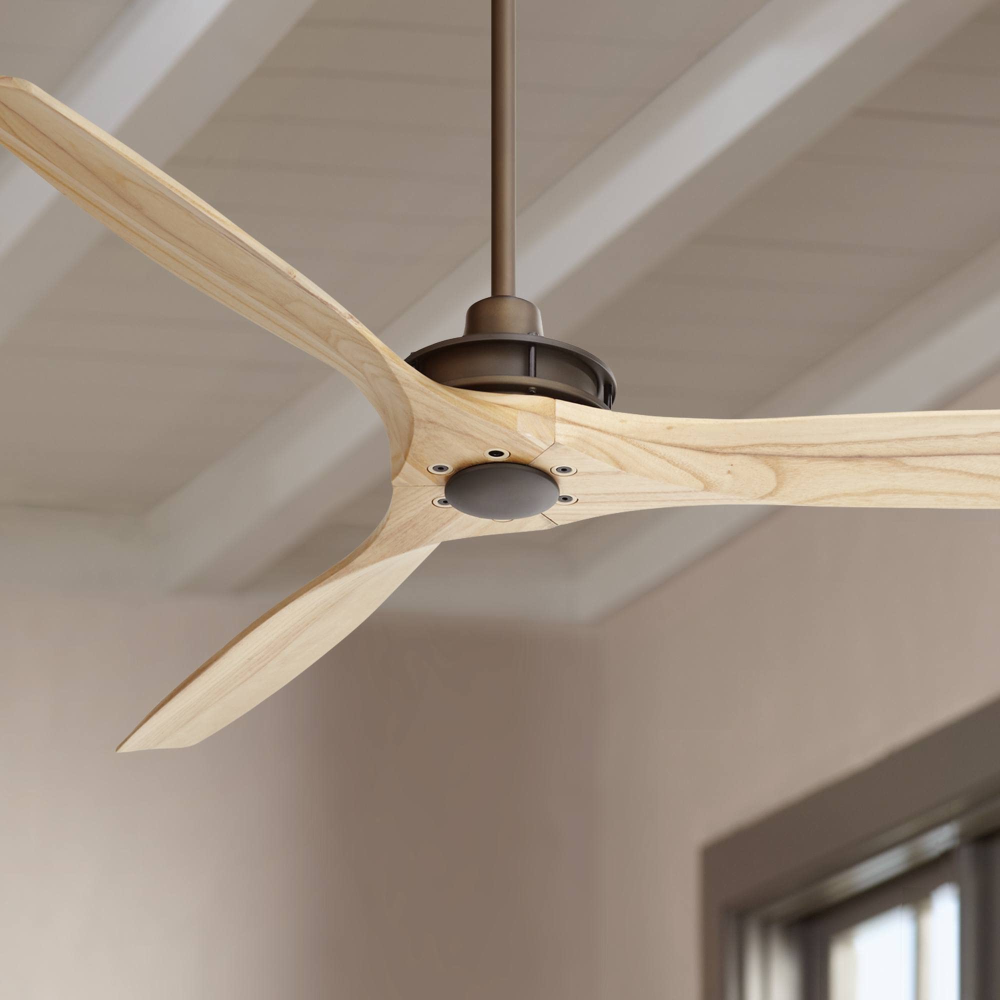 Casa Vieja 52" Windspun Rustic Farmhouse 3 Blade Indoor Ceiling Fan with Remote Control Oil Rubbed Bronze Natural Solid Wood for Living Kitchen House