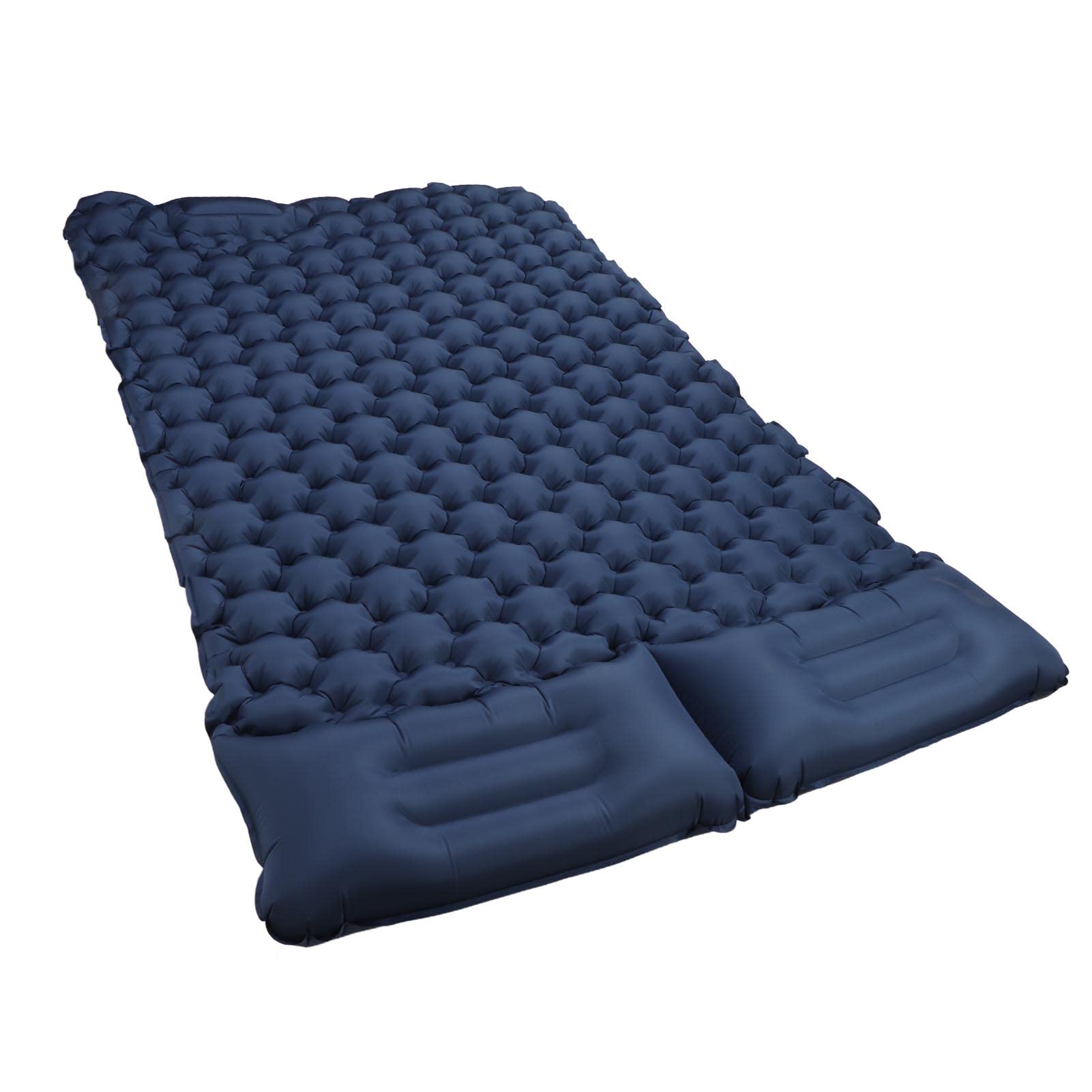 Fdit Inflatable Camping Mat, Ergonomic Design Double Nylon Inflatable Camping Mat Quick Inflation with Pillow for Outdoor