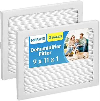 9 x 11 x 1 MERV 13 Replacement Dehumidifier Filter - Pack of 2, Compatible with Santa Fe Element and Compact Models