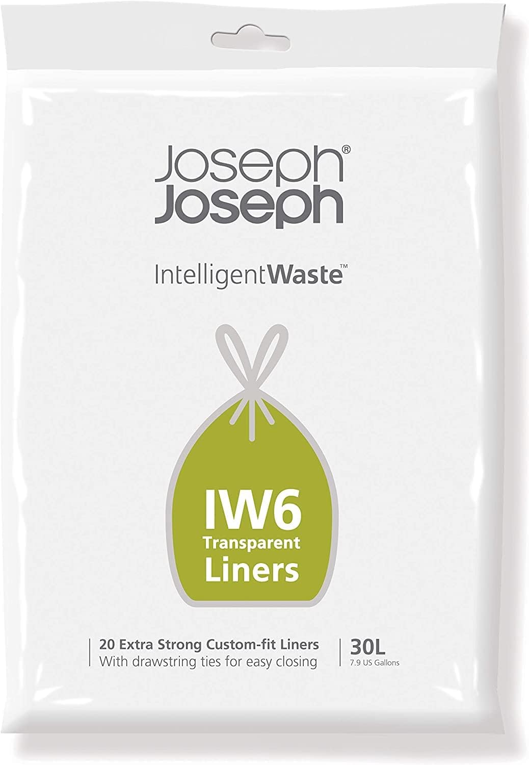 30118 Intelligent Waste IW6 30 Liters (7.9 US Gallons) Custom-fit Extra-Strong Liners, Totem Max & Totem Pop 60L Models, 20 pcs, Transparent