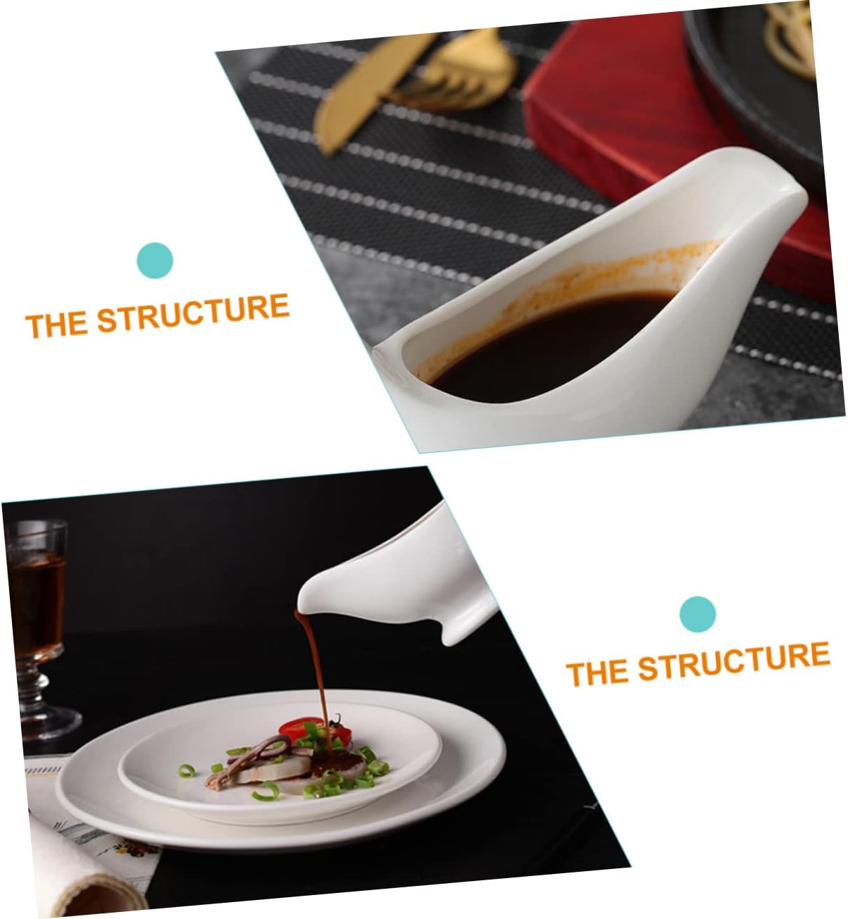 Ceramic Gravy Boat Decorative Sauce Cup Saucer Household Condiment Cup for Serving Gravy and Sauces Elegant Kitchenware