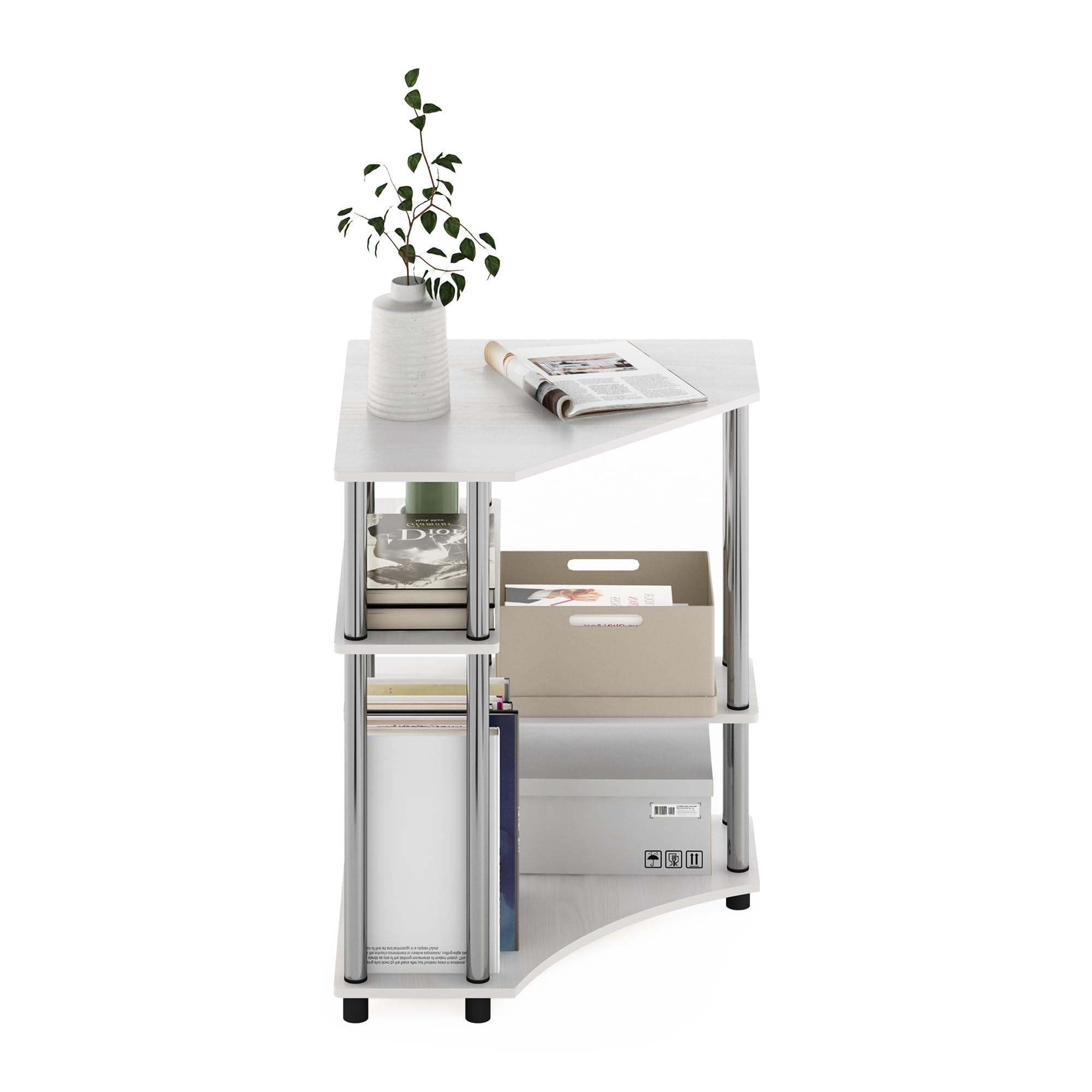 フリノ(Furinno) 棚付き省スペースコーナーデスク Turn-N-Tube Amazon.co.jp: FURINO Corner Desk White Oak/Stainless Steel Turn N