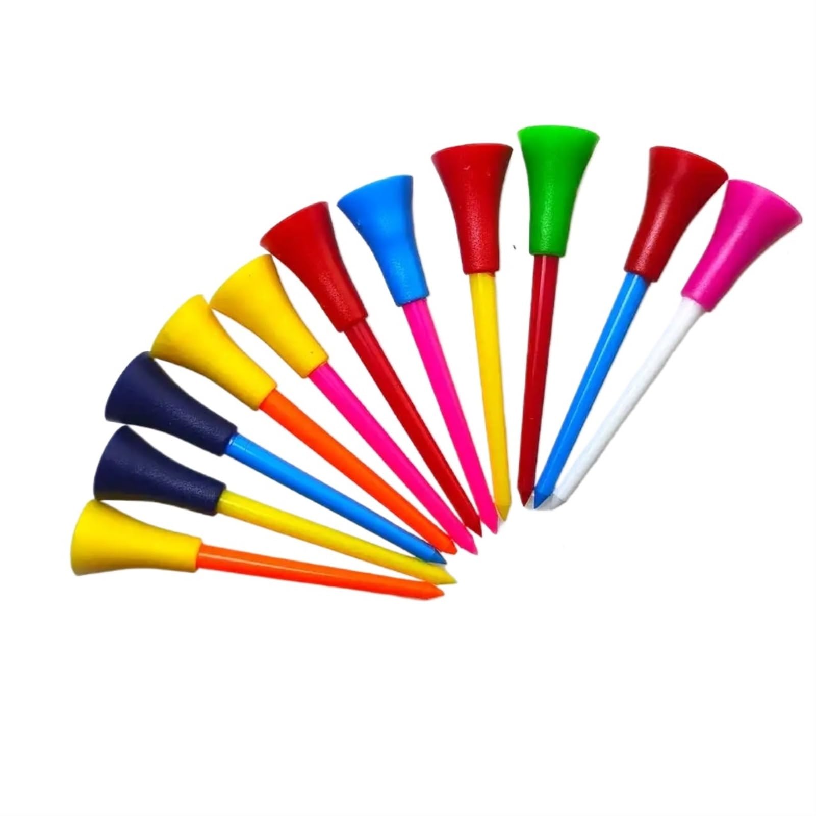 Golf Tee 100 stück 83,0mm Golf Tees Gummi Kissen Top Kunststoff Ball Halter Golf Zubehör Zufällige Farbe FüR Einen Idealen Abschlag
