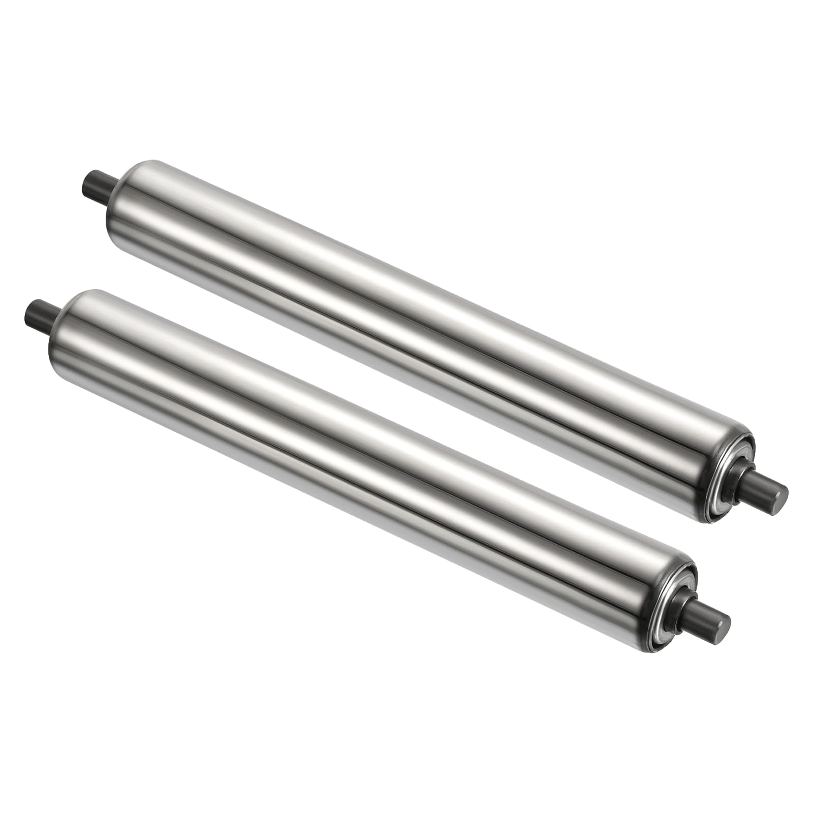 PATIKIL Conveyor Roller 3" Diameter 12" Long Stainless Steel Silver 2pcs