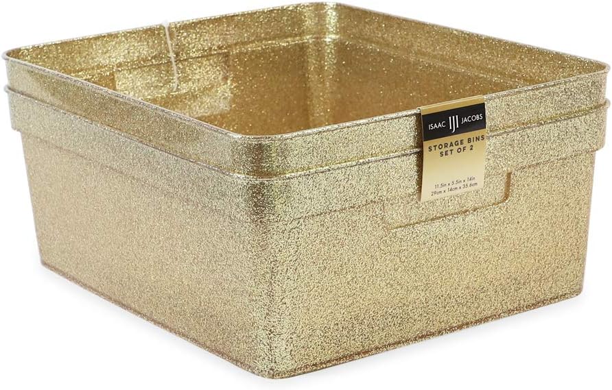 Isaac Jacobs Medium Glitter Storage Bin (14” x 11.5” x 5.5