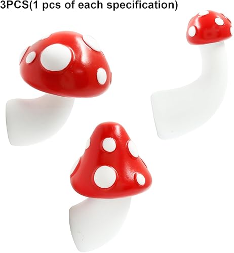 Miniatura 5 de 6 imanes de hongos rojos de diferentes tamaños para nevera, resina 3D, imanes decorativos para cocina, hogar, oficina (2 de cada tamaño)