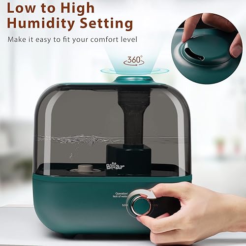 Miniatura 6 de Bear Humidificadores para dormitorio, hogar, habitación grande, humidificadores de llenado superior de niebla fría de 5 L, humidificador de aire