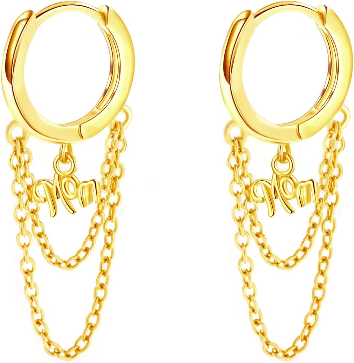 925 Sterling Silver Star Earrings Tassel Chain Drop Dangle Black Rose Gold Small Hoop Earrings Huggie for Women Teen Jewelry Gifts weinuo