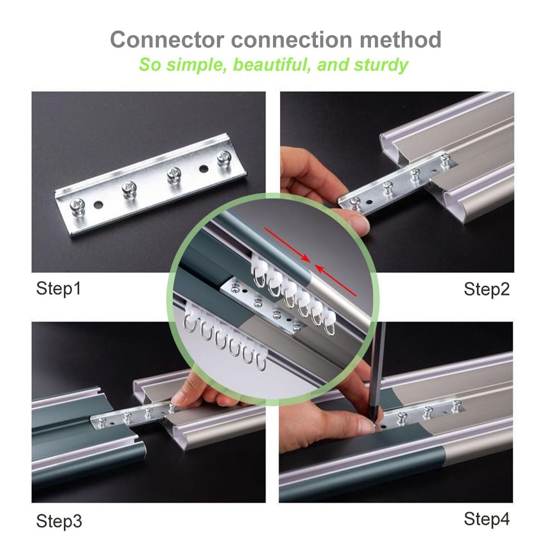Doble Riel Unido Para Cortina Resistente De Techo De Aluminio, 1 A 5 M, Personalizable, Adecuado Para Sala De Estar, Baño, Dormitorio, Kit De Partición (Ivory Whi