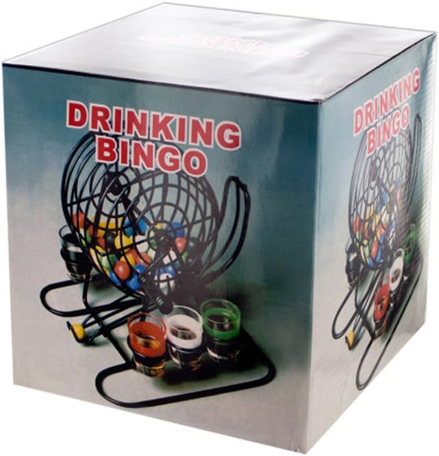 JT Party Supplies Bingo Drinking Game with Rotary Cage and Shot Glasses-1 Pack