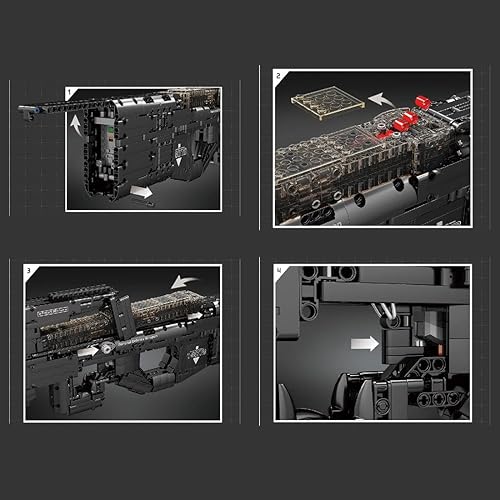 Miniatura 4 de Bloque de construcción de armas, 1644 + piezas cargadas manualmente con motores, kit de construcción de armas militares motorizadas P90 compatible