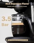 SHARDOR 3.5 Bar Espresso Machine, Compact Expresso Machines à café pour la maison, 4-Cup Espresso Maker avec le lait pour Cappuccino & Latte, Système de chauffage rapide, Facile à utiliser, 800W, noir