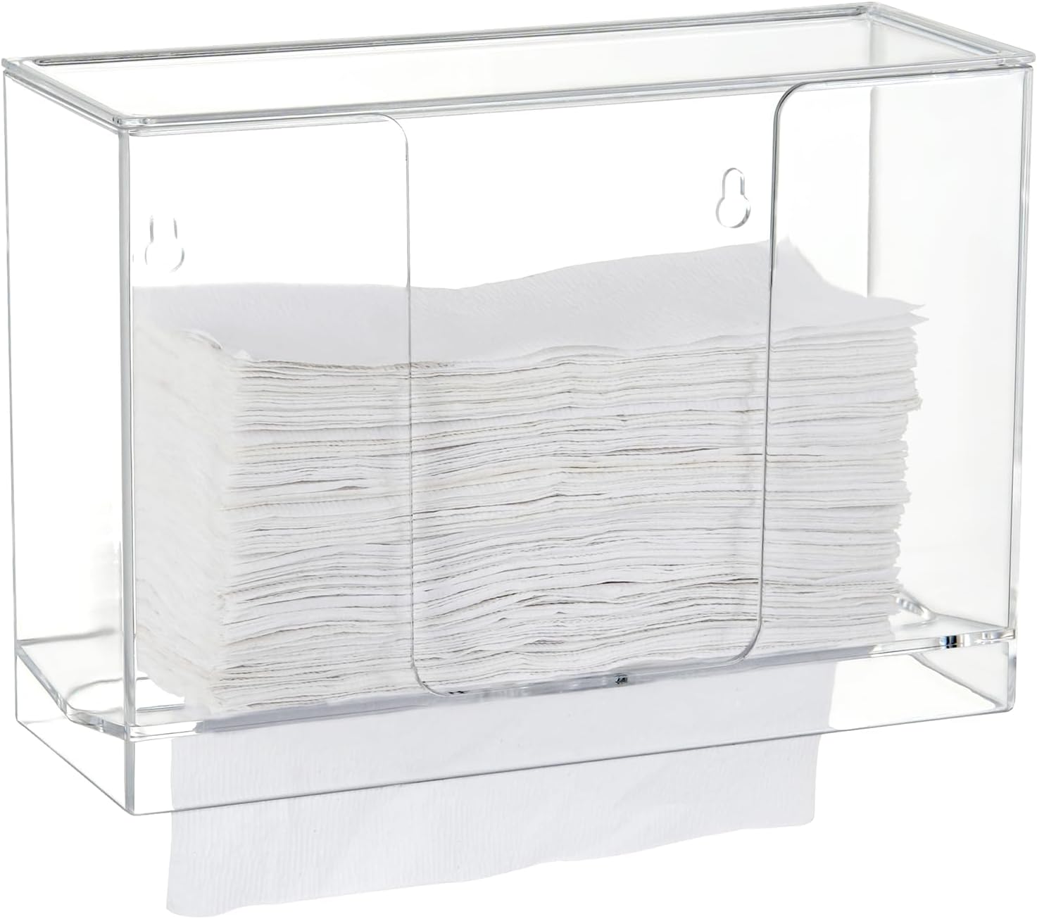 Dispensador de toallas de papel para montaje en pared, dispensador de toallas de papel multipliegue transparente con tapa, adecuado para toallas de