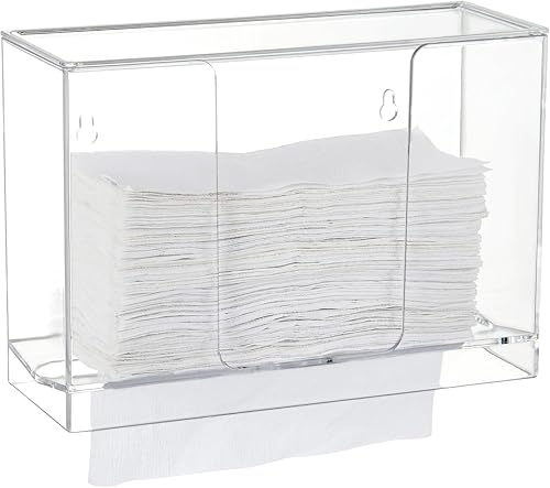 Dispensador de toallas de papel para montaje en pared, dispensador de toallas de papel multipliegue transparente con tapa, adecuado para toallas de