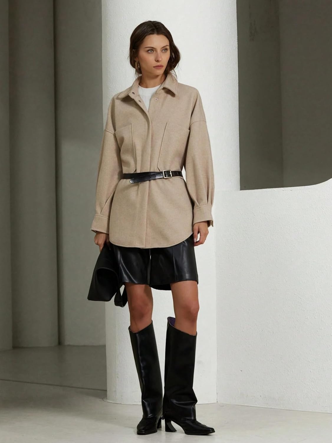 Women's Trench Coat Single Breasted Casual Drop Shoulder Pocket Front OverCoat Long Sleeve Classic Overcoat