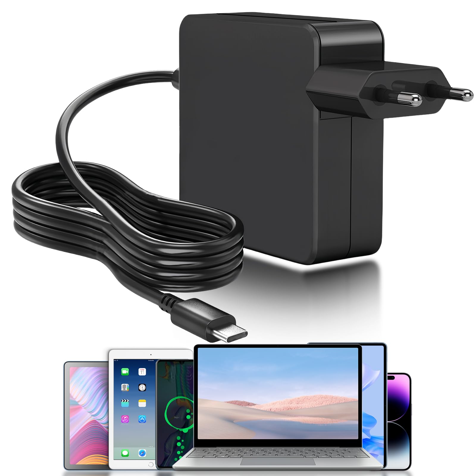 shefor Alimentatore USB C Caricatore rapido 100W per Lenovo, HP, Dell, MacBook Pro, ASUS, Acer, Samsung, Huawei, Xiaomi Air, Caricabatterie Laptop Type C 20V 5A
