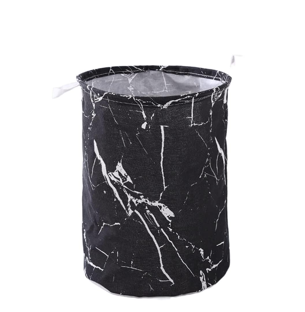Laundry Basket Hamper Cotton Linen Dirty Laundry Basket Foldable Washable Round Waterproof Organizer Bucket For Spaces(A)