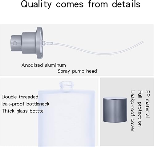 Miniatura 5 de Paquete de 4 botellas vacías de vidrio esmerilado de 1.7 fl oz1.69 onzas, atomizador de perfume, botellas de perfume vacías rellenables, atomizador