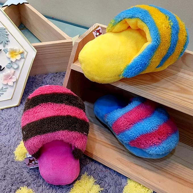 Yjemle Blue Cute Pet Puppy Dog Cat Slipper Shape Plush Slipper Sound Pet Toy Pet Dog Chew Toys Dog Squeak Plush Toys Slipper Shape Tooth Cleaning Chew Play Toy Dog Chew Pet Supplies Toys - Image 3