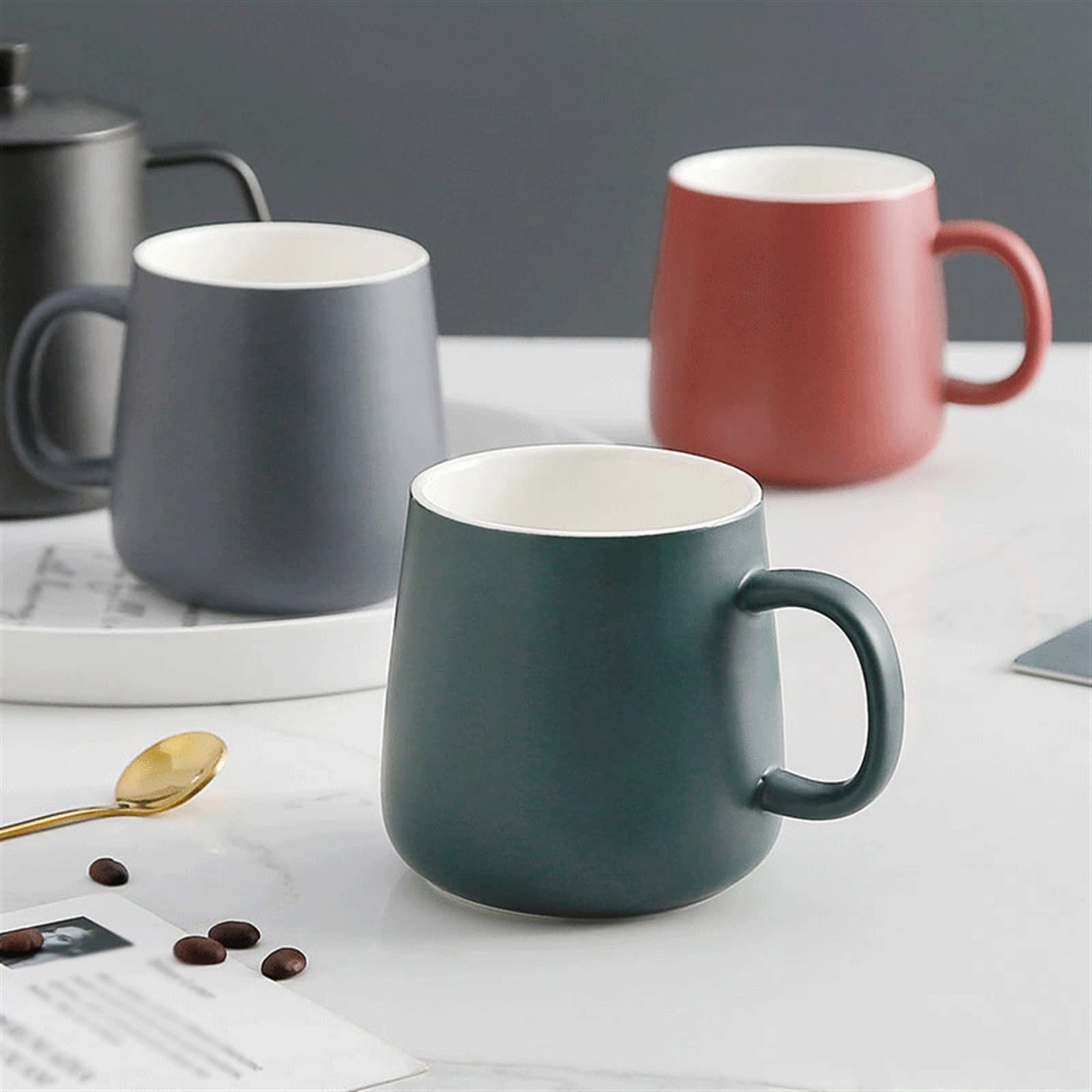 Tazas Taza de café de cerámica Simple de 380ML, Taza de Leche for el hogar, Taza de Desayuno, Taza for Beber en la Oficina Taza de cerámica (Color : Grey)