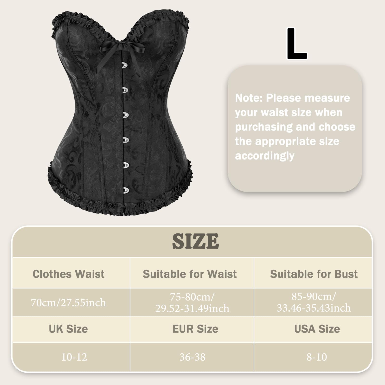 AYNKH Corset femme avec design de bord de dentelle de nœud, corset de cour impériale, motif floral en satin, pour robe de mariée, remodelage du corps, danses, parties