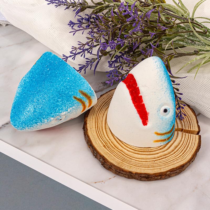 Jaws Bath Bomb, Shark Bath Bomb, Jaws Bathbomb, Funny Sea Animal Bubble Bath Bombs with 4 Toy Swimming Rings (2PCS) (2 PCS)