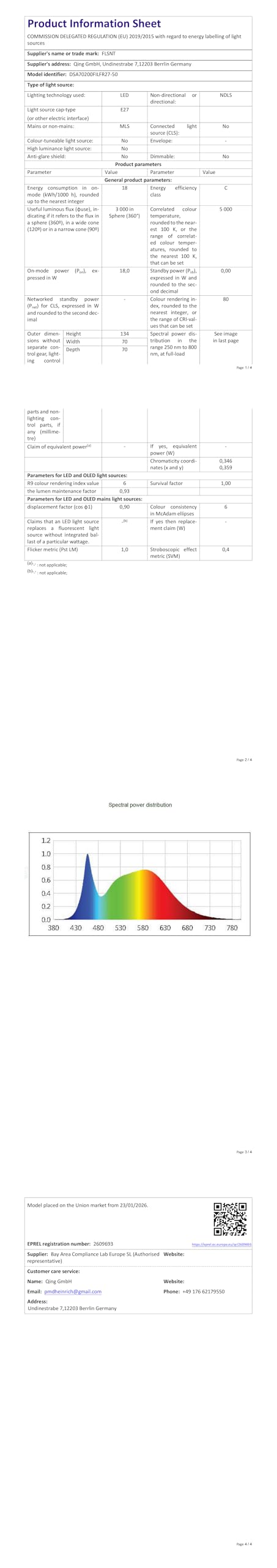 FLSNT Glühbirne E27 Ersetzt 200W, 5000K Tageslicht LED Leuchtmittel E27, 18W A70 LED Birne E27 Extra Hell 3000 Lumen, Nicht dimmbar, 4 Stück