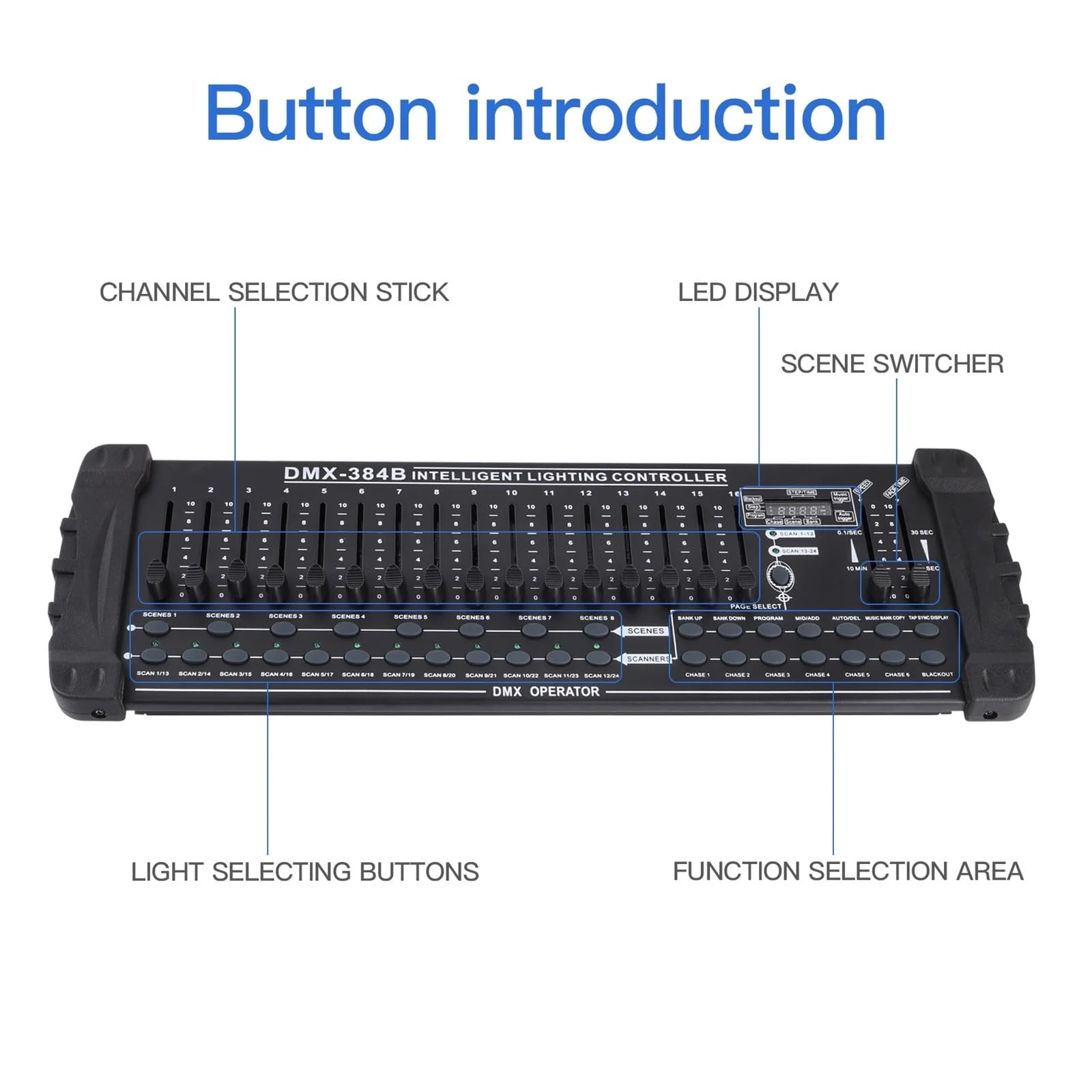 Controlador DMX, Controlador de iluminación 384 canales, consola controladora DMX512 for conciertos en, KTV, DJ y clubes para espectáculos de luces