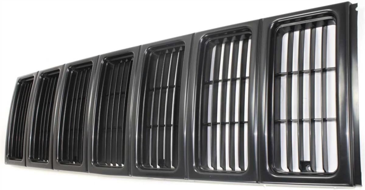 HeadLight Door and Front Grille 3PC SET Bundle Replacement For 1997-2001 Jeep Cherokee SE/SPORT Model Primed Black Textured Plastic 55055137, 55055136 55055150 CH2512157 CH2513157 CH1200208
