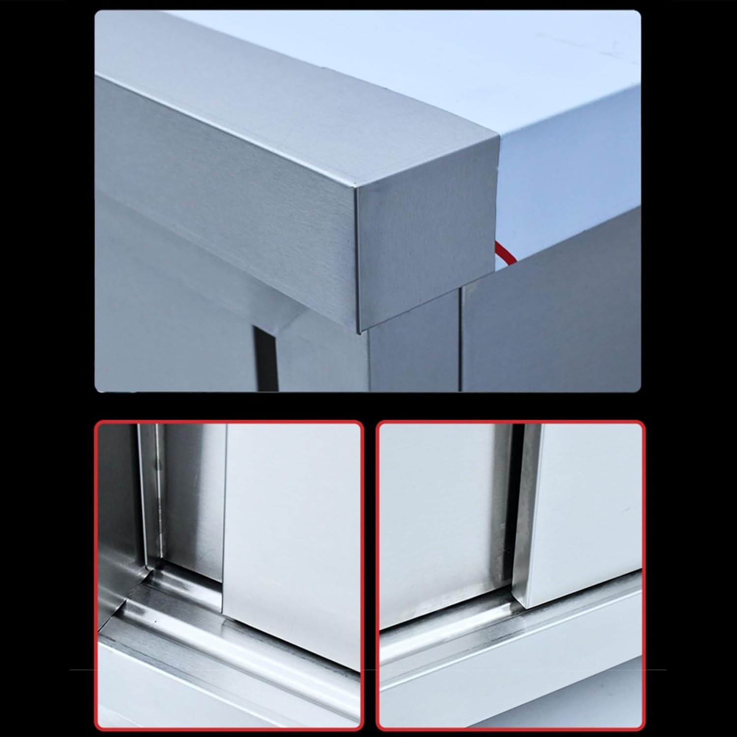 Kitchen Work Table with Sliding Doors, Storage Shelves for Food & Commercial Use, Versatile Workstation for Home Cooking & Organization