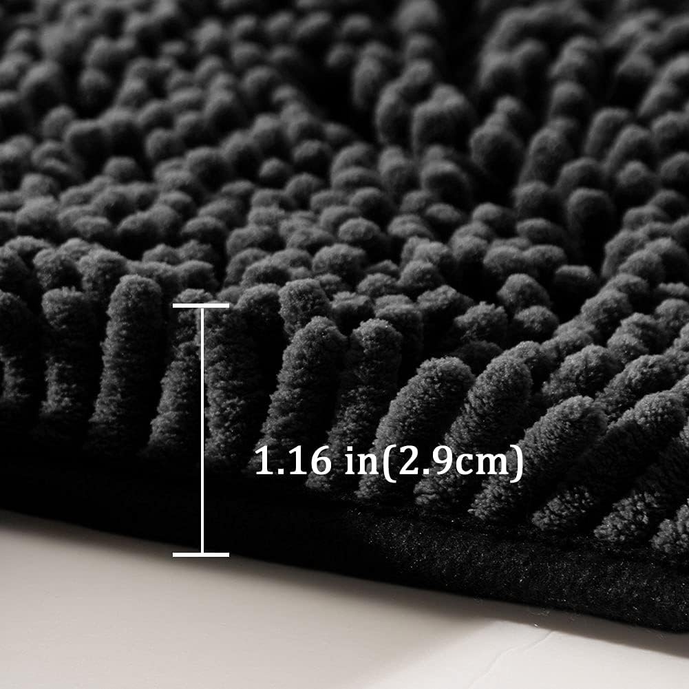 SONORO KATE Bathroom Rug,Non-Slip Bath Mat,Soft Cozy Shaggy Thick Bath Rugs for Bathroom,Plush Rugs for Bathtubs,Water Absorbent Rain Showers and Under The Sink (Black, 36"×24") Black 36" x 24"