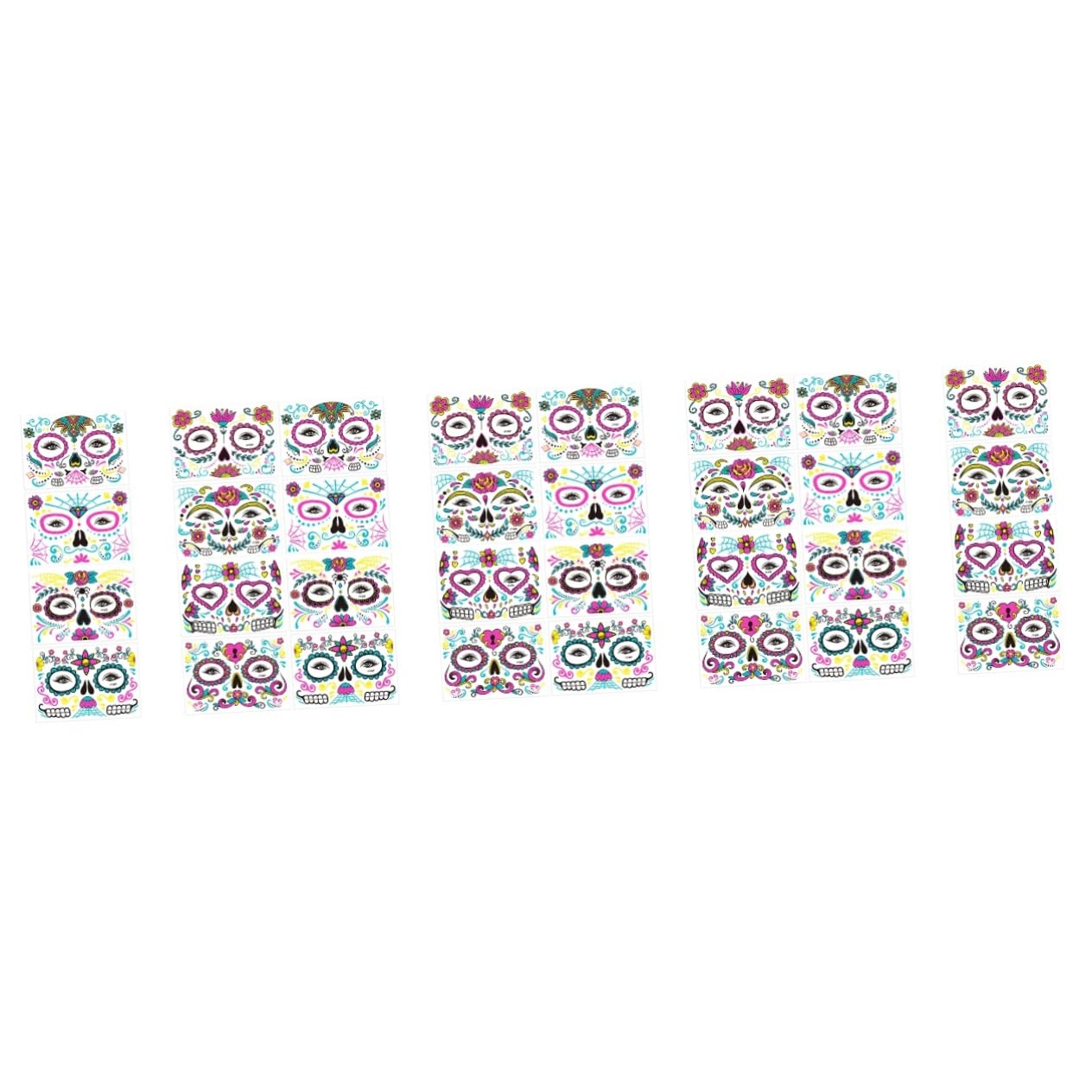 FRCOLOR 32 Hojas Facial Temporal Tatuajes Que Brillan En La Oscuridad Rosa Pegatina De Maquillaje De Halloween Dia De La Pegatinas De Transferencia Mujer Tato Paseo