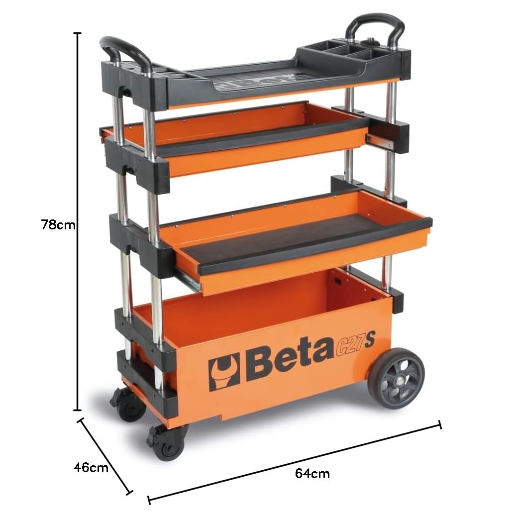 BETA Tools Beta C27 S składany wózek narzędziowy, czarny/pomarańczowy