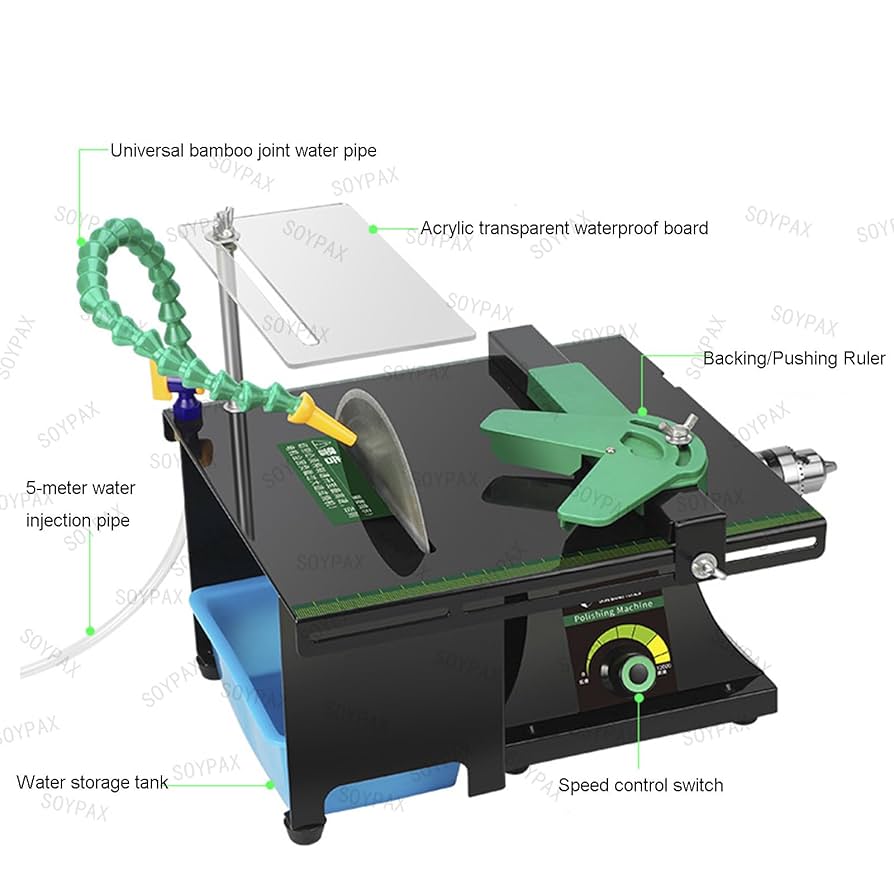 Mini Table Saw Jewelry Gem Rock Polishing Buffer Machine Bench Lathe Polisher Table Saw Cutter Rock Cutter Machine For Stones